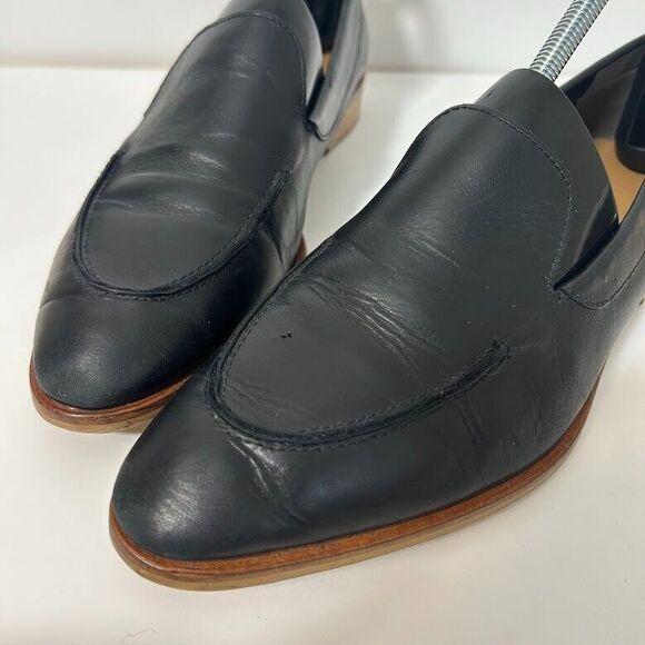 Everlane Black Leather Loafers with Natural Wood Heel - Picture 8 of 10